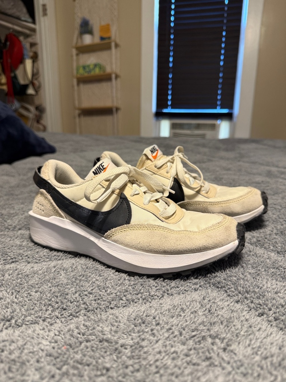 Nike Beige Suede Retro Runner with Black Swoosh